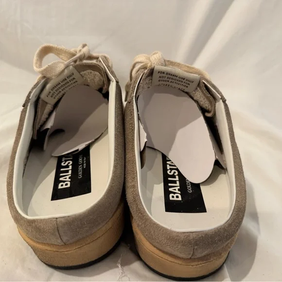 Golden Goose Beige Suede Sneakers with White Laces and Silver Glitter Star - Picture 7 of 7